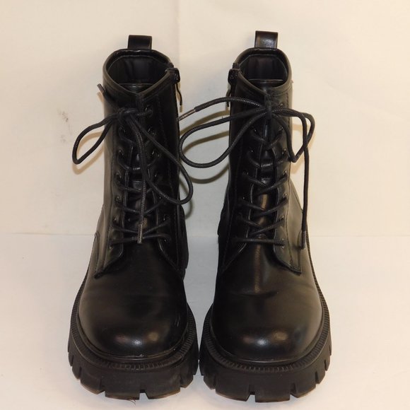 Nasty Gal Lace Up Black Combat Moto Boots Size 7 - Picture 2 of 12